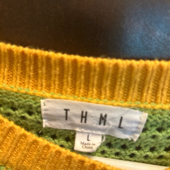 THML Yellow and Pink Color-Block Sweater - Picture 3 of 4